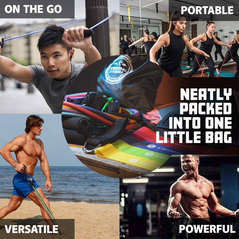 TRIBE Resistance Bands Set with Loop Bands I Bands for Men&Women with Workout Bands, Loop Bands, Handles, Door Anchor, Ankle Strap, Exercise eBook I Resistance Training Fitness EquipMen&Women - Image 4